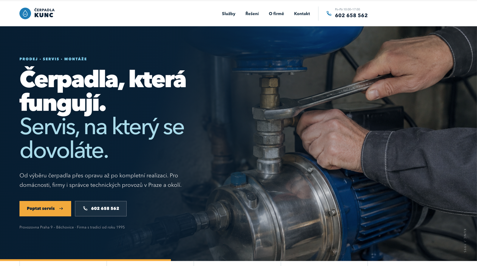 Ukázka redesignu webu Čerpadla Kunc