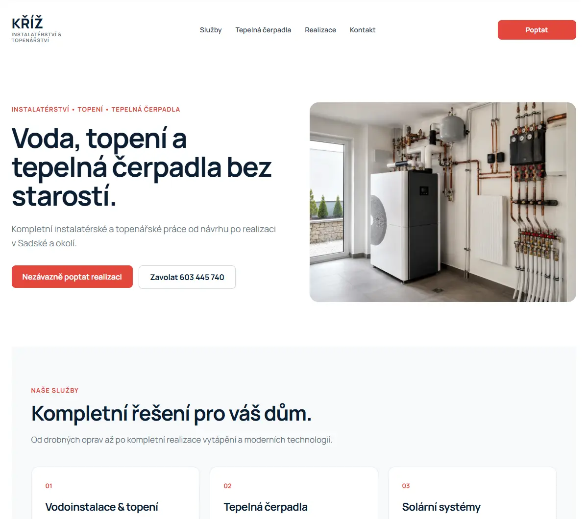 Ukázkový redesign webu Instalatérství Kříž